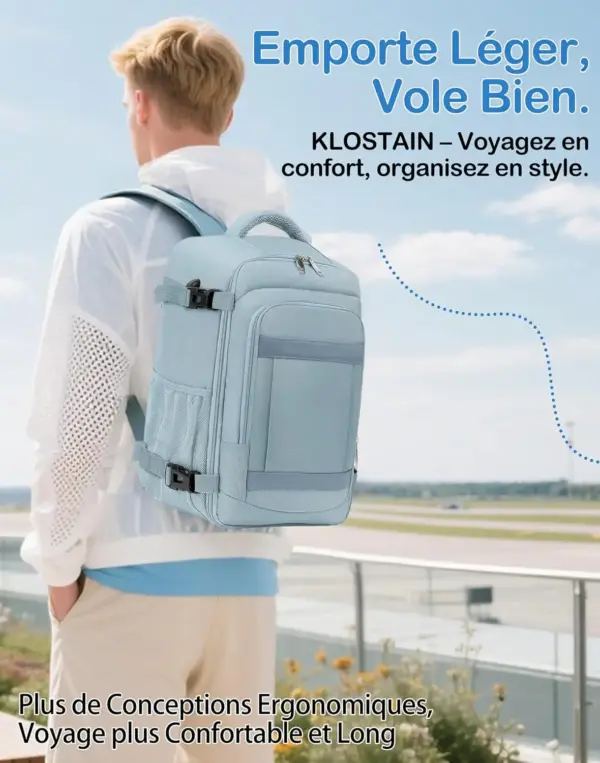 klostain-sac-dos-cabine-40x20x25-20l-couleur-pure-6 Sac à dos cabine KLOSTAIN 40x20x25 cm 20L – Couleur Pure