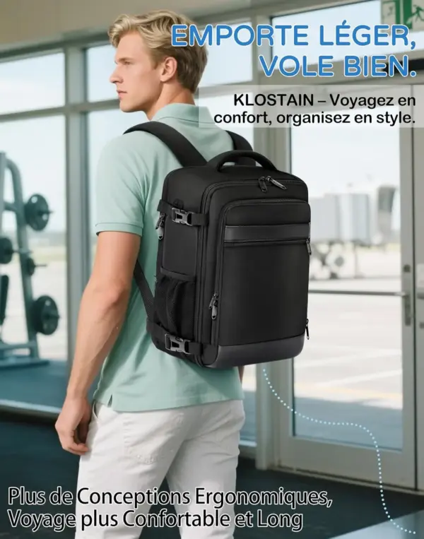 klostain-sac-dos-cabine-40x20x25-20l-noir-6-1 Sac à dos cabine KLOSTAIN 40x20x25 cm 20L – Noir