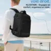 klostain-sac-dos-cabine-40x20x25-20l-noir-6 Sac à dos cabine KLOSTAIN 40x20x25 cm 20L – Noir