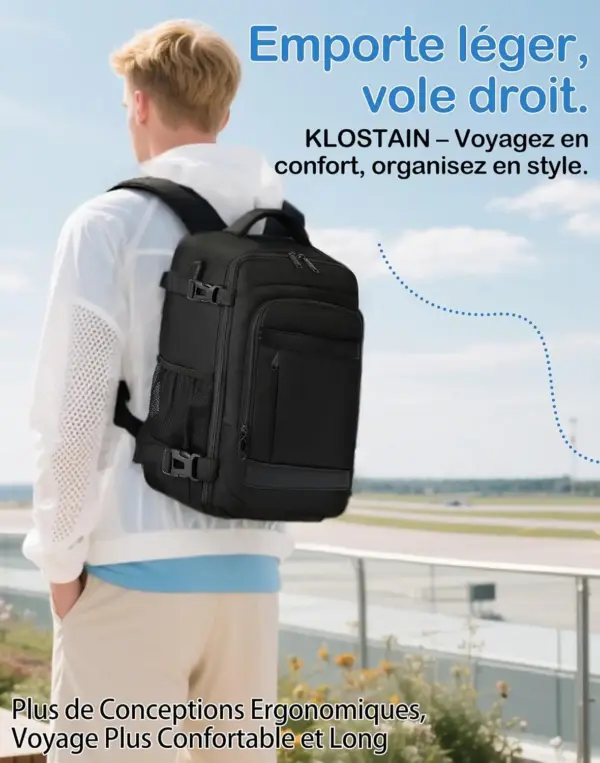 klostain-sac-dos-cabine-40x20x25-20l-noir-6 Sac à dos cabine KLOSTAIN 40x20x25 cm 20L – Noir