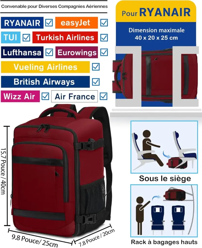 KLOSTAIN 20 L 40 x 20 x 25 cm — Dunkelrot — Auf die Messbox gerechnet