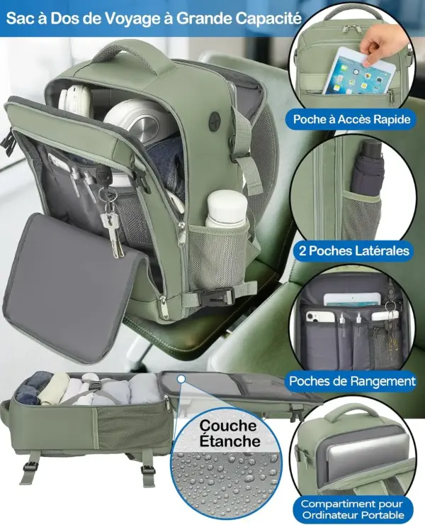 klostain-sac-dos-cabine-40x20x25-20l-vert-4-1 Sac à dos cabine KLOSTAIN 40x20x25 cm 20L – Vert