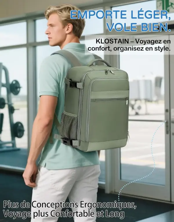 klostain-sac-dos-cabine-40x20x25-20l-vert-6-1 Sac à dos cabine KLOSTAIN 40x20x25 cm 20L – Vert