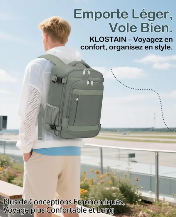 klostain-sac-dos-cabine-40x20x25-20l-vert-6 Sac à dos cabine KLOSTAIN 40x20x25 cm 20L – Vert