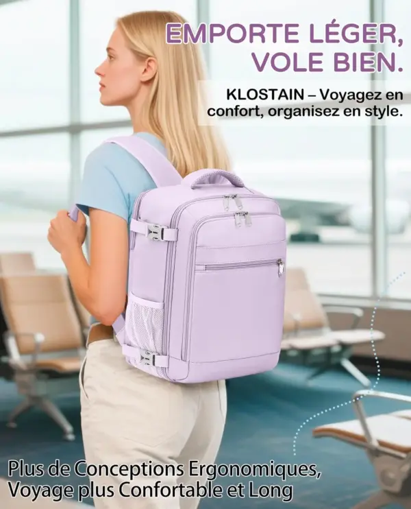 klostain-sac-dos-cabine-40x20x25-20l-violet-clair-6-1 Sac à dos cabine KLOSTAIN 40x20x25 cm 20L – Violet Clair