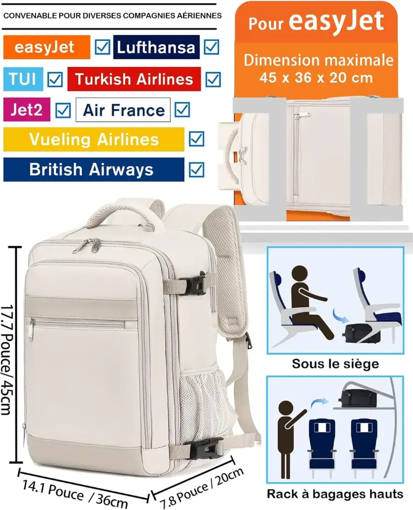 KLOSTAIN Premium 30 L 45 x 36 x 20 cm — Beige — Das großzügigste Freigepäckmaß