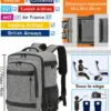 klostain-sac-dos-cabine-45x36x20-30l-gris-melange-clair-2 Sac à dos cabine KLOSTAIN 45x36x20 cm 30L – Gris Mélangé Clair