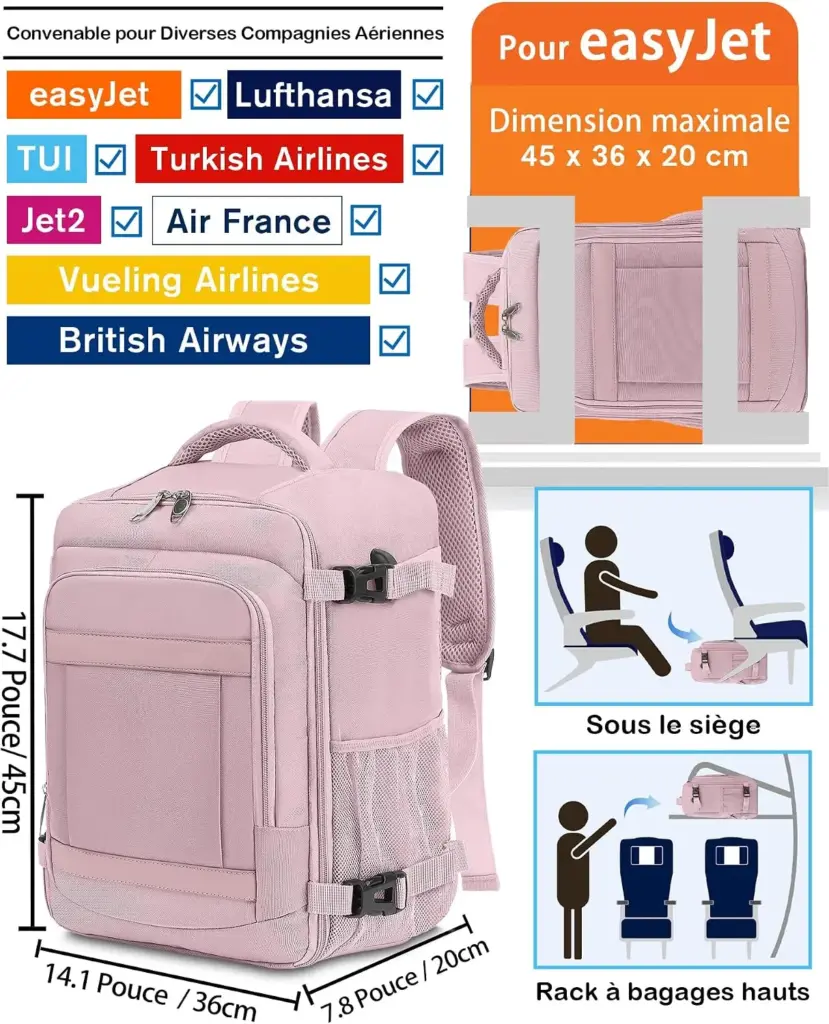 KLOSTAIN 30 L 45 x 36 x 20 cm — Rosa — Das großzügigste Freigepäckmaß