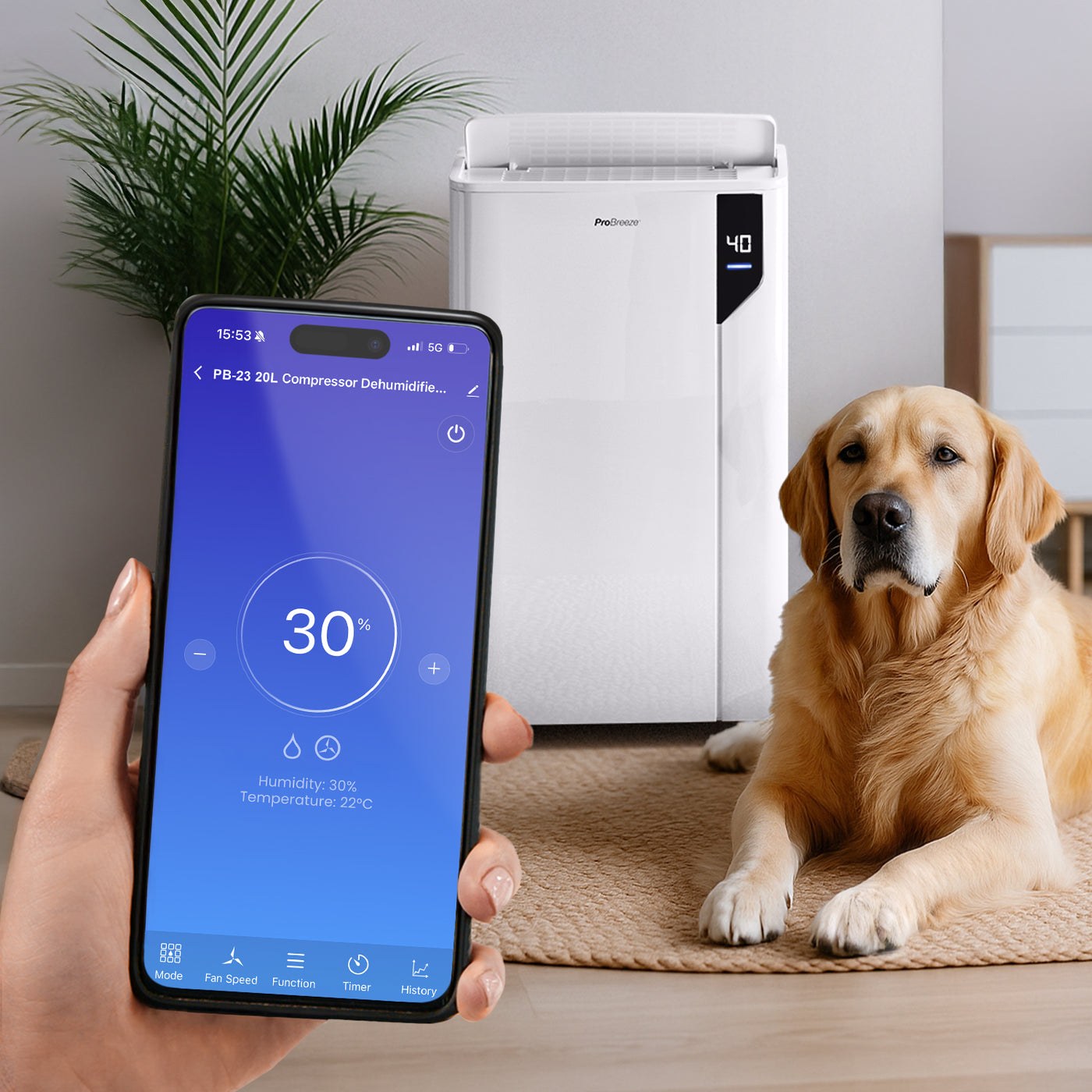 Déshumidificateur Pro Breeze 20 L Wi-Fi PB-D-23W — Un allié pour le linge séché à l’intérieur