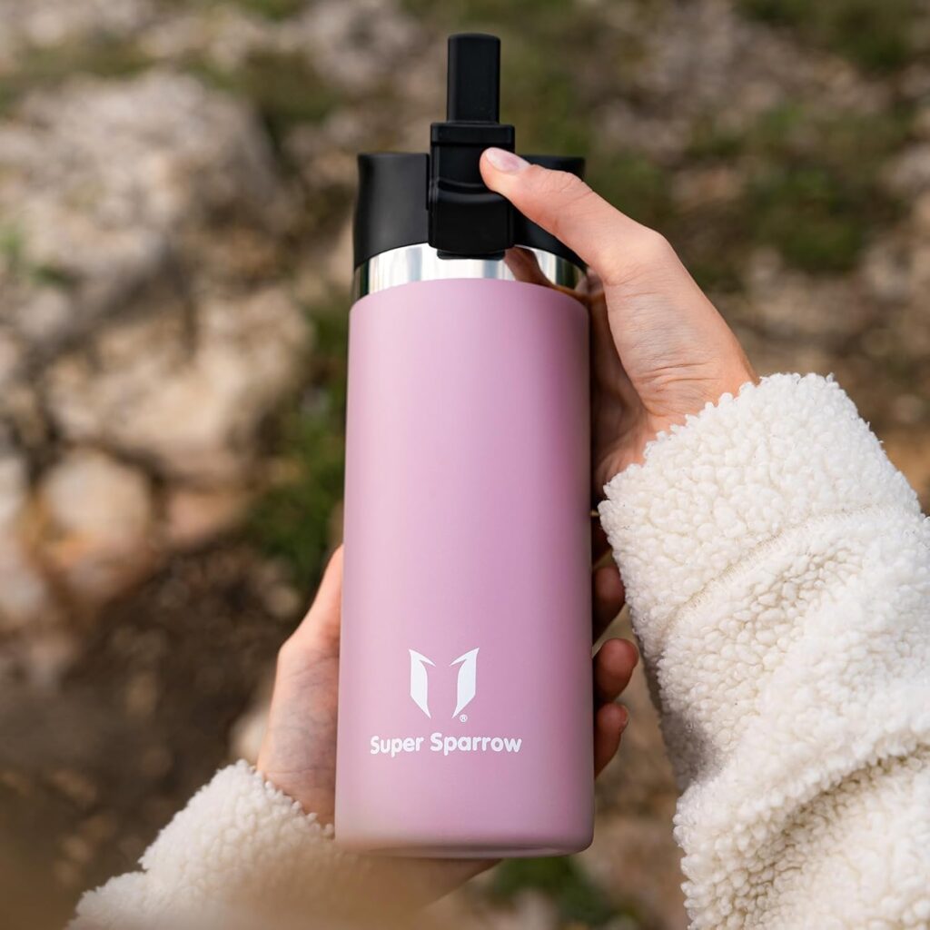 Borraccia termica bocca larga con cannuccia – Super Sparrow