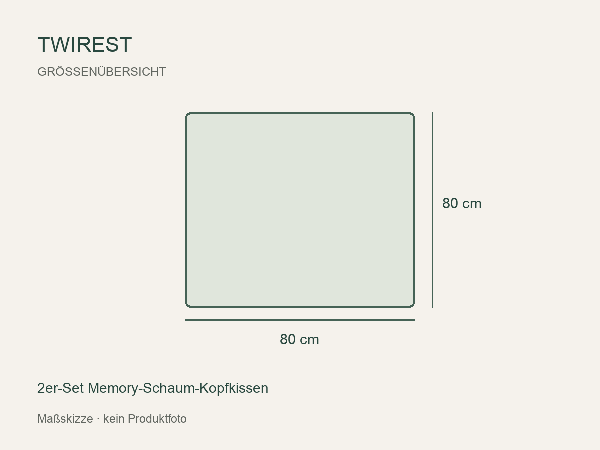 2er-Set Memory-Schaum-Kopfkissen TWIREST 80 × 80 cm 2er-Set Memory-Schaum-Kopfkissen TWIREST 80 × 80 cm
