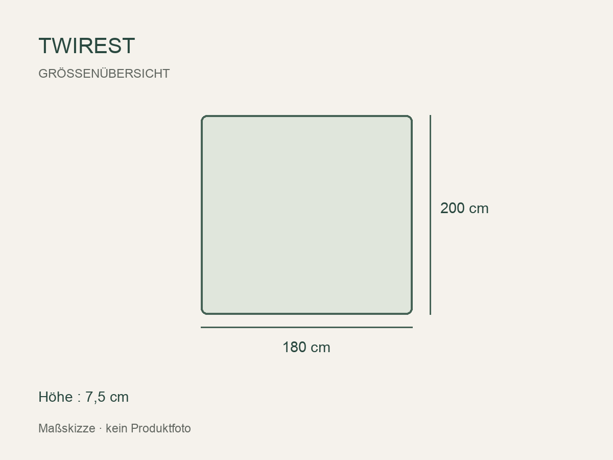 Memory-Schaum-Topper TWIREST 180 × 200 cm · 7,5 cm Vorgestellte Größe : 180 × 200 cm