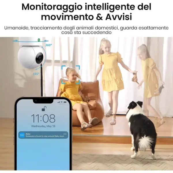 AOSU C2E - Telecamera Wi-Fi da interno 2K con rotazione 360° e chiamata One-Touch — 3 AOSU C2E - Telecamera Wi-Fi da interno 2K con rotazione 360° e chiamata One-Touch — 3