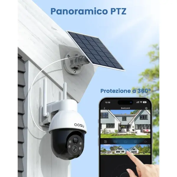AOSU C9E - Telecamera solare 3K 5 MP con PTZ 360° e rilevamento PIR — 2 AOSU C9E - Telecamera solare 3K 5 MP con PTZ 360° e rilevamento PIR — 2