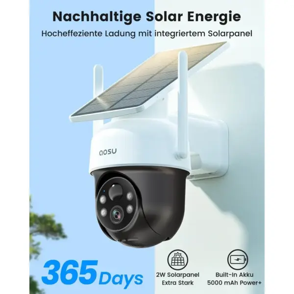 AOSU D1 - 2K Solar Kamera mit integriertem Panel und 360° — 3 AOSU D1 - 2K Solar Kamera mit integriertem Panel und 360° — 3