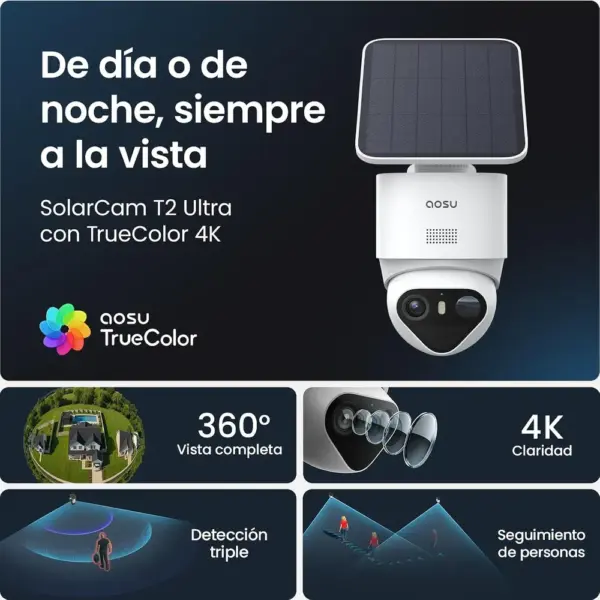 AOSU T2 Ultra - Cámara solar exterior 4K con PTZ 360° — 2 AOSU T2 Ultra - Cámara solar exterior 4K con PTZ 360° — 2