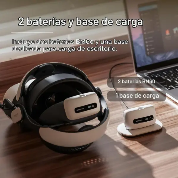 BOBOVR BM60 - Pack de 2 baterías magnéticas con base de carga rápida — 3 BOBOVR BM60 - Pack de 2 baterías magnéticas con base de carga rápida — 3