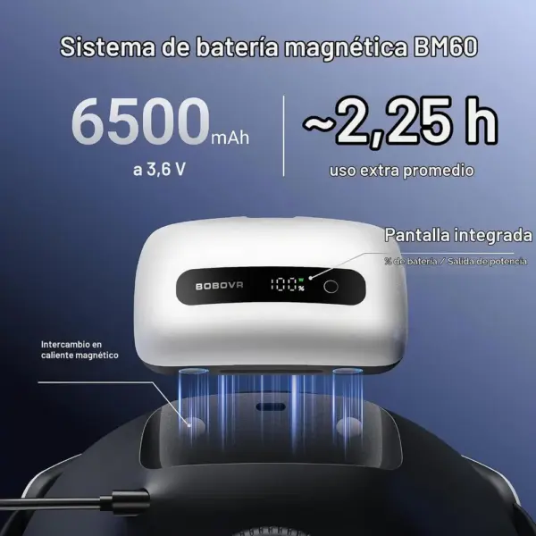 BOBOVR BM60 - Pack de 2 baterías magnéticas con base de carga rápida — 4 BOBOVR BM60 - Pack de 2 baterías magnéticas con base de carga rápida — 4
