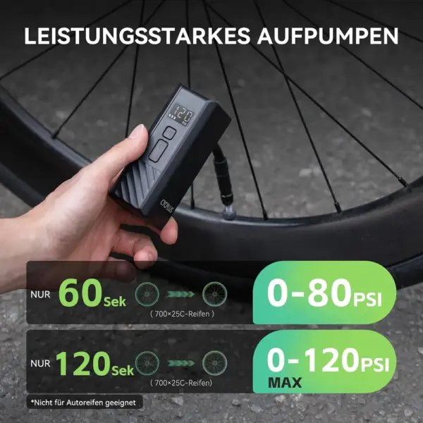 CYCPLUS A3 Mini - elektrische Fahrradpumpe 120 PSI mit 2000-mAh-Akku — 4 CYCPLUS A3 Mini - elektrische Fahrradpumpe 120 PSI mit 2000-mAh-Akku — 4