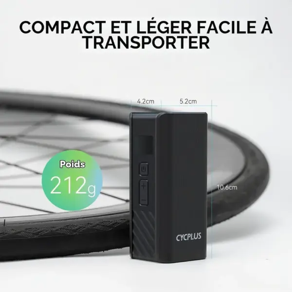 CYCPLUS A3 Mini - Pompe vélo électrique 120 PSI à moteur sans balais — 3 CYCPLUS A3 Mini - Pompe vélo électrique 120 PSI à moteur sans balais — 3