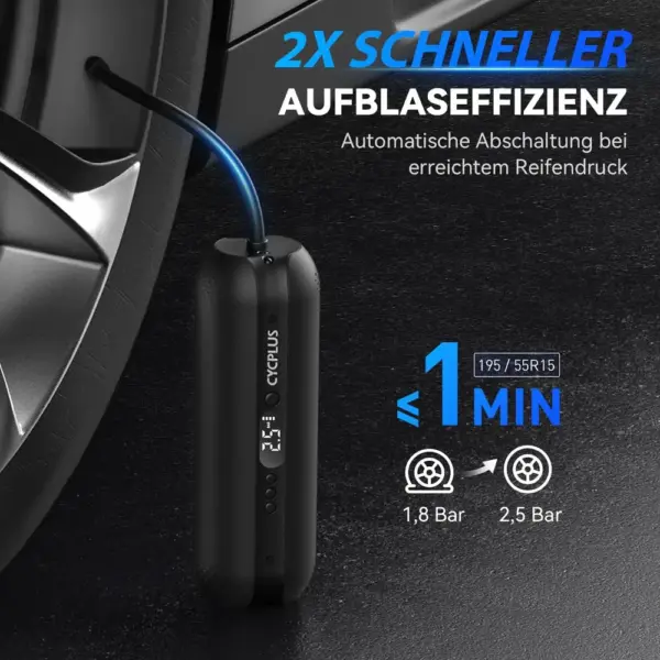 CYCPLUS AL1 - Akku-Kompressor 150 PSI mit 12-V-Anschluss — 2 CYCPLUS AL1 - Akku-Kompressor 150 PSI mit 12-V-Anschluss — 2
