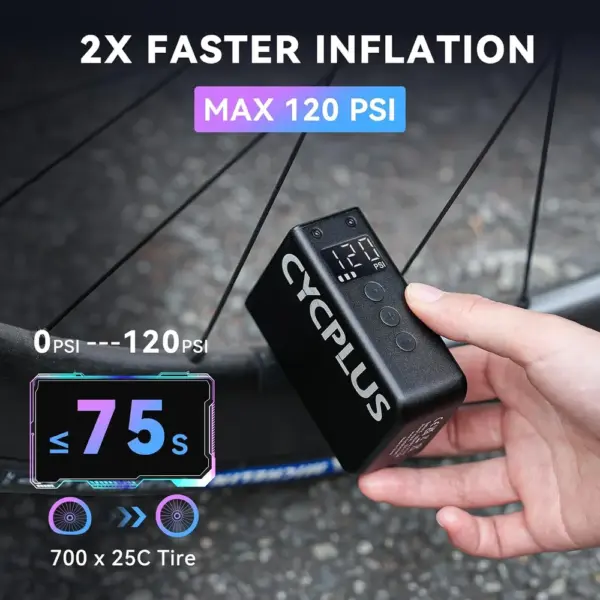 CYCPLUS AS2 Pro Max - schnelle elektrische Fahrradpumpe 8,3 bar — 4 CYCPLUS AS2 Pro Max - schnelle elektrische Fahrradpumpe 8,3 bar — 4