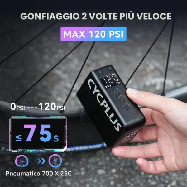CYCPLUS AS2 Pro Max - Pompa bici elettrica rapida 120 PSI — 4 CYCPLUS AS2 Pro Max - Pompa bici elettrica rapida 120 PSI — 4