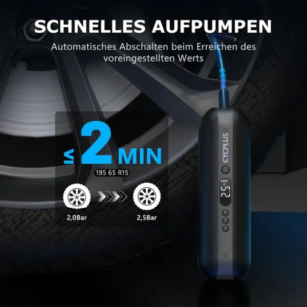 CYCPLUS A2 - elektrische Reifenpumpe 150 PSI mit LED-Licht — 2 CYCPLUS A2 - elektrische Reifenpumpe 150 PSI mit LED-Licht — 2