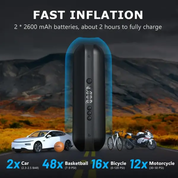 CYCPLUS A2 - Gonfleur portable 150 PSI pour vélo, moto et voiture — 3 CYCPLUS A2 - Gonfleur portable 150 PSI pour vélo, moto et voiture — 3