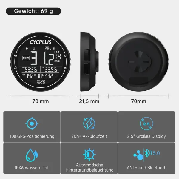 CYCPLUS M2 - GPS-Fahrradcomputer mit 2,5-Zoll-Display und 70 h Akku — 2 CYCPLUS M2 - GPS-Fahrradcomputer mit 2,5-Zoll-Display und 70 h Akku — 2