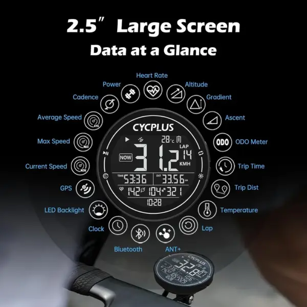 CYCPLUS M2 - Compteur GPS vélo multi-GNSS, écran 2,5 pouces, ANT+ — 4 CYCPLUS M2 - Compteur GPS vélo multi-GNSS, écran 2,5 pouces, ANT+ — 4