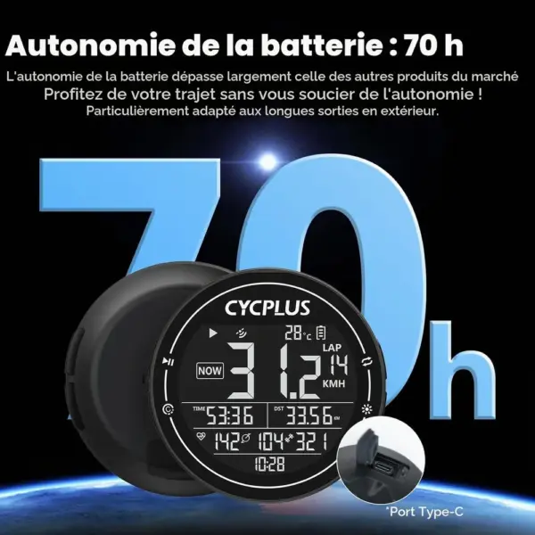 CYCPLUS M2 - Compteur GPS vélo multi-GNSS, écran 2,5 pouces, ANT+ — 5 CYCPLUS M2 - Compteur GPS vélo multi-GNSS, écran 2,5 pouces, ANT+ — 5