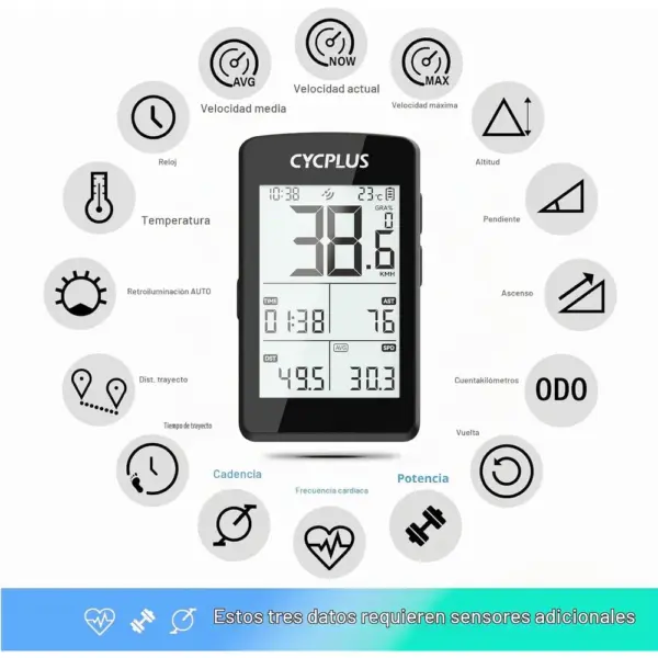 CYCPLUS M3 - Ciclocomputador GPS con 100 h de autonomía y pantalla de 2,8 pulgadas — 5 CYCPLUS M3 - Ciclocomputador GPS con 100 h de autonomía y pantalla de 2,8 pulgadas — 5