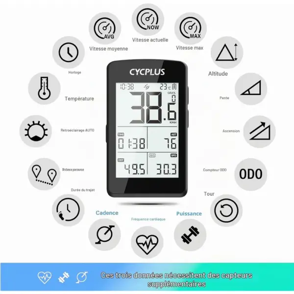 CYCPLUS M3 - Compteur GPS vélo 100 h d’autonomie, écran 2,8 pouces — 5 CYCPLUS M3 - Compteur GPS vélo 100 h d’autonomie, écran 2,8 pouces — 5