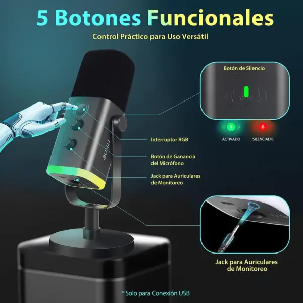 FIFINE AM8 - Micrófono dinámico USB/XLR con RGB — 5 FIFINE AM8 - Micrófono dinámico USB/XLR con RGB — 5