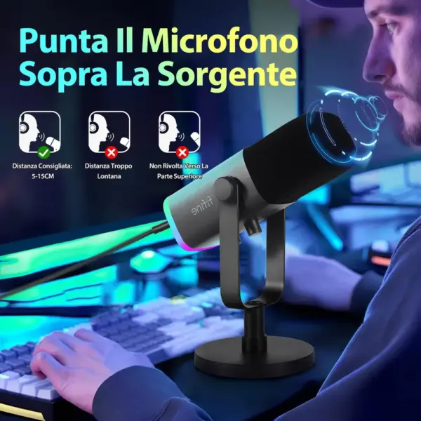 FIFINE AM8 - Microfono dinamico USB/XLR con RGB e supporto da tavolo — 4 FIFINE AM8 - Microfono dinamico USB/XLR con RGB e supporto da tavolo — 4