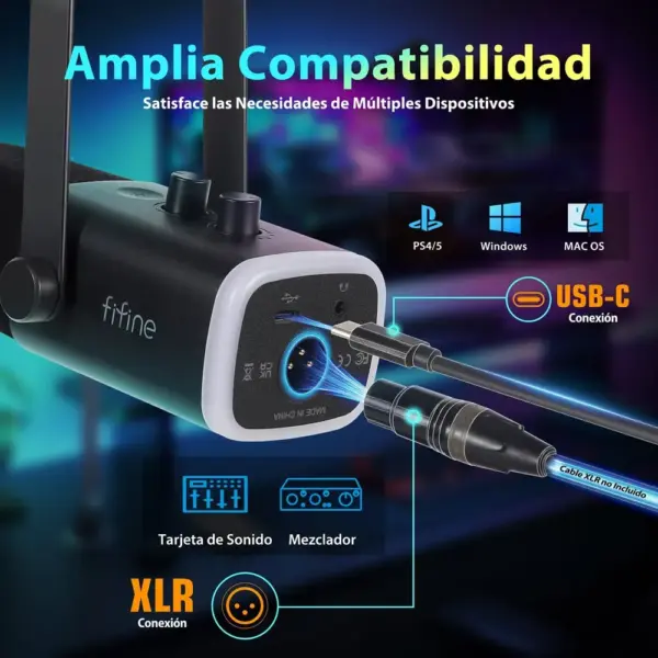 FIFINE AM8 - Micrófono dinámico USB/XLR con soporte — 3 FIFINE AM8 - Micrófono dinámico USB/XLR con soporte — 3