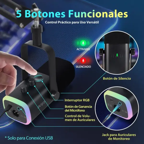 FIFINE AM8 - Micrófono dinámico USB/XLR con soporte — 4 FIFINE AM8 - Micrófono dinámico USB/XLR con soporte — 4