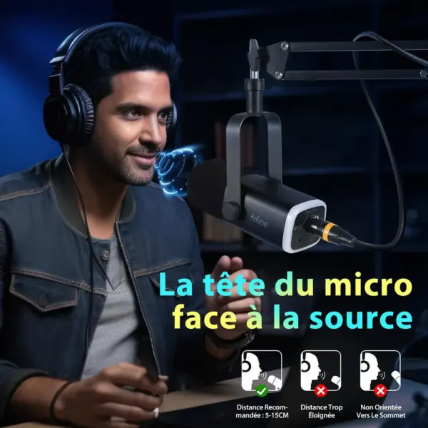 FIFINE AM8 avec bras - Kit micro dynamique USB/XLR RGB — 5 FIFINE AM8 avec bras - Kit micro dynamique USB/XLR RGB — 5
