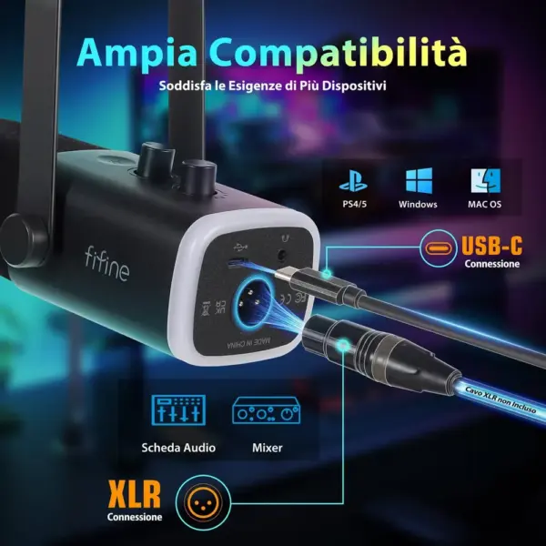 FIFINE AM8 - Kit microfono dinamico USB/XLR con supporto estensibile — 3 FIFINE AM8 - Kit microfono dinamico USB/XLR con supporto estensibile — 3