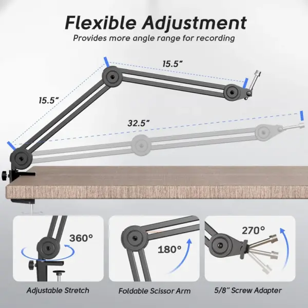 FIFINE BM63 - Heavy-duty scissor boom arm for microphones — 3 FIFINE BM63 - Heavy-duty scissor boom arm for microphones — 3