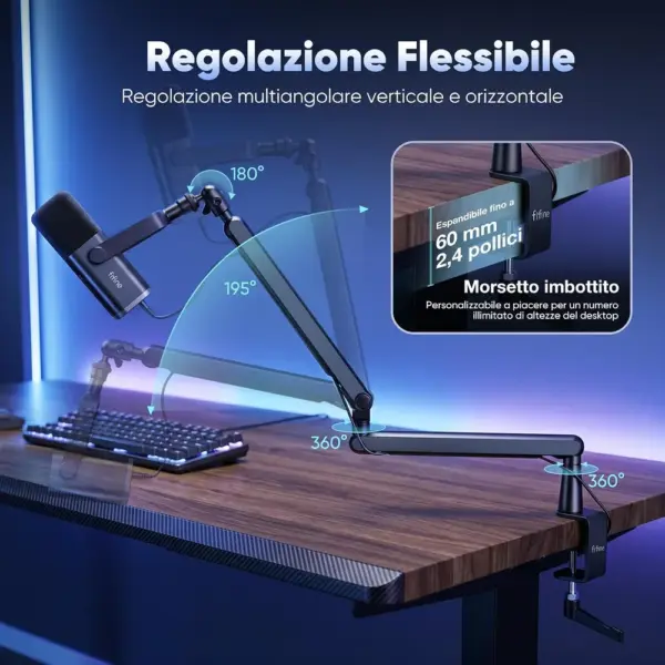 FIFINE BM88 - Braccio per microfono a basso profilo in metallo — 4 FIFINE BM88 - Braccio per microfono a basso profilo in metallo — 4