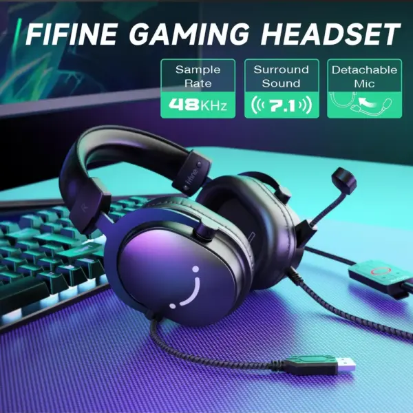 FIFINE H9 - Gaming-Headset mit 7.1 und abnehmbarem Mikrofon — 3 FIFINE H9 - Gaming-Headset mit 7.1 und abnehmbarem Mikrofon — 3