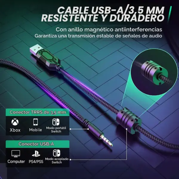 FIFINE Auriculares gaming 7.1 - USB y 3,5 mm con micrófono desmontable — 2 FIFINE Auriculares gaming 7.1 - USB y 3,5 mm con micrófono desmontable — 2