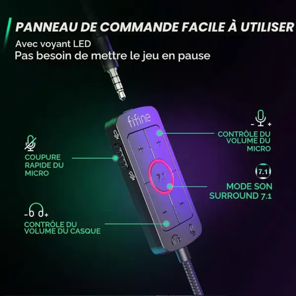 FIFINE H9 - Casque gaming 7.1 USB et jack 3,5 mm — 5 FIFINE H9 - Casque gaming 7.1 USB et jack 3,5 mm — 5
