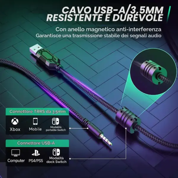 FIFINE H9 - Cuffie gaming 7.1 USB e jack con microfono rimovibile — 2 FIFINE H9 - Cuffie gaming 7.1 USB e jack con microfono rimovibile — 2
