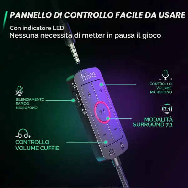 FIFINE H9 - Cuffie gaming 7.1 USB e jack con microfono rimovibile — 5 FIFINE H9 - Cuffie gaming 7.1 USB e jack con microfono rimovibile — 5