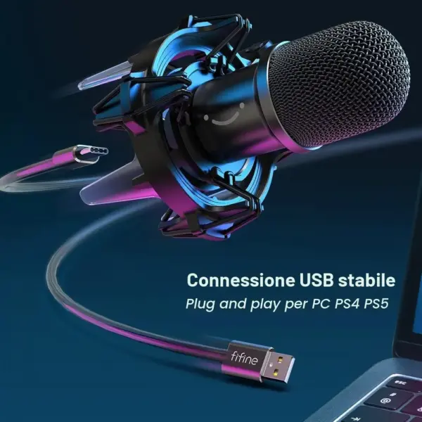 FIFINE K651 - Kit microfono USB dinamico con braccio flessibile — 4 FIFINE K651 - Kit microfono USB dinamico con braccio flessibile — 4