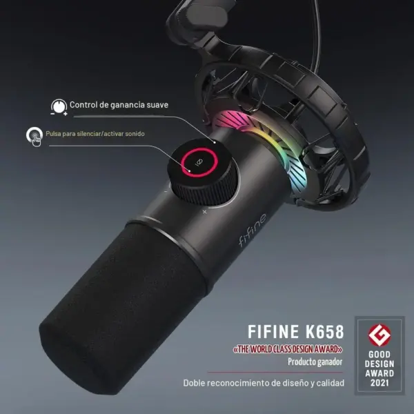 FIFINE K658 - Micrófono gaming USB dinámico con RGB — 3 FIFINE K658 - Micrófono gaming USB dinámico con RGB — 3