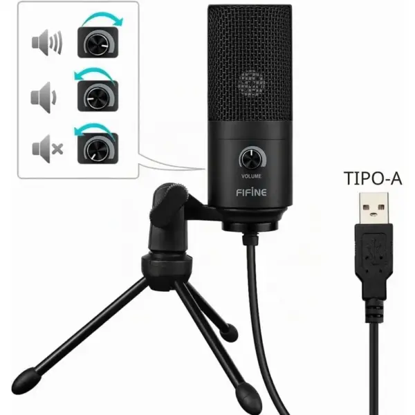 FIFINE K669B - Micrófono USB de condensador de metal — 4 FIFINE K669B - Micrófono USB de condensador de metal — 4